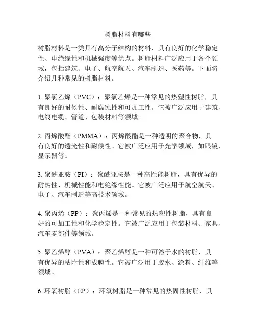 树脂材料有哪些