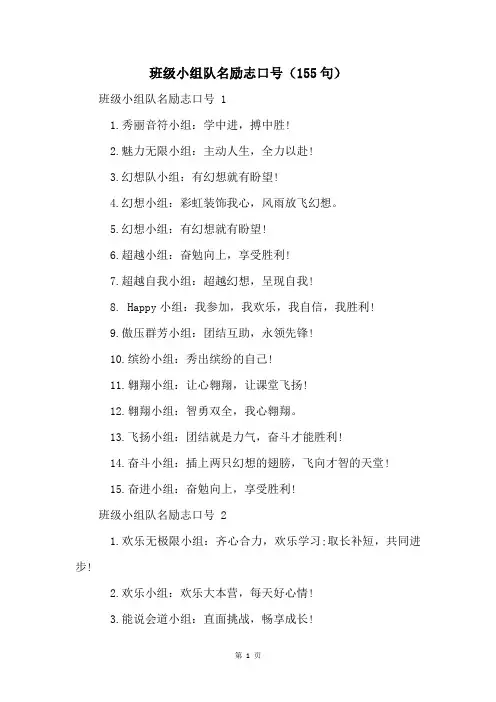 班级小组队名励志口号(155句)