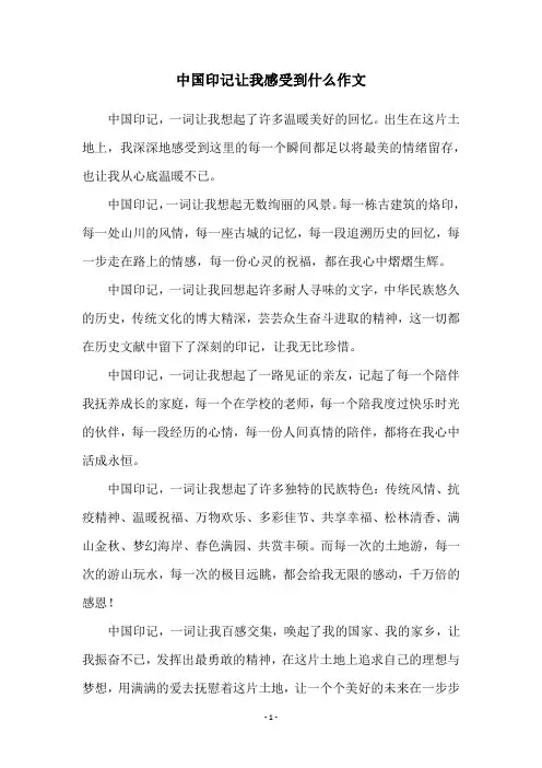 中国印记让我感受到什么作文
