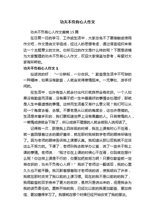 功夫不负有心人作文