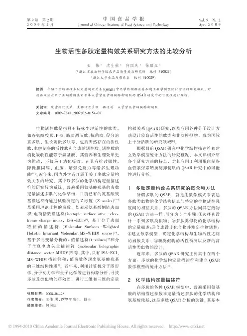 生物活性多肽定量构效关系研究方法的比较分析
