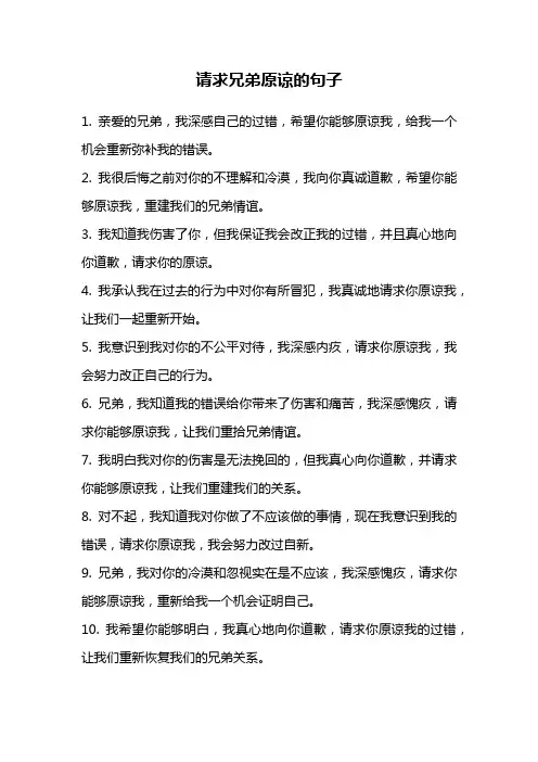 请求兄弟原谅的句子