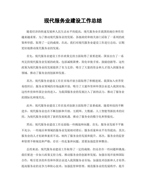 现代服务业建设工作总结