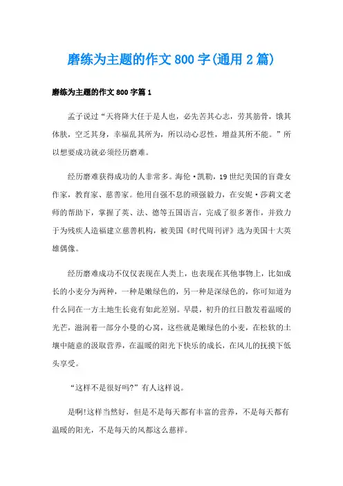 磨练为主题的作文800字(通用2篇)