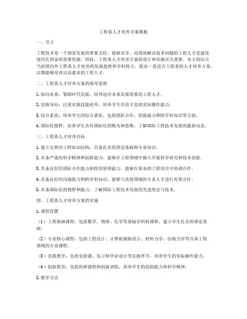 工程系人才培养方案模板