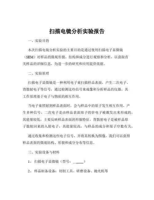 扫描电镜分析实验报告