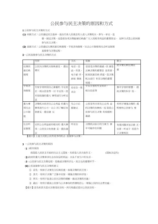 民主决策的原因和方式