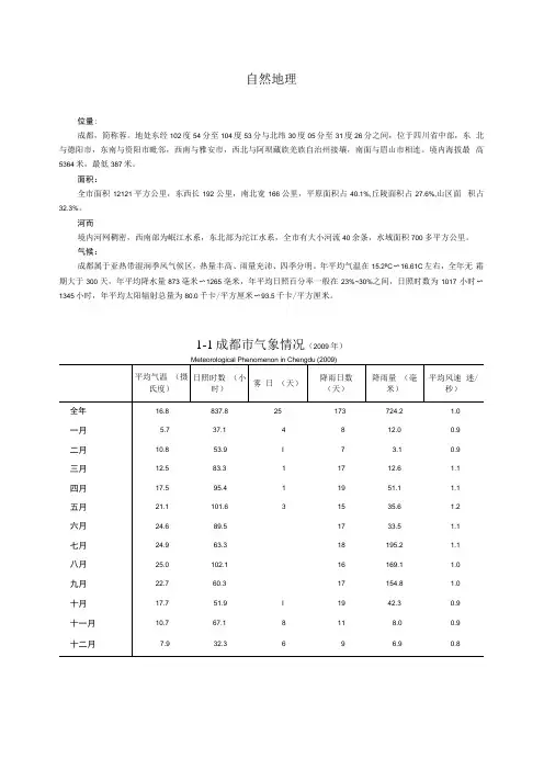 成都统计年鉴2010综合