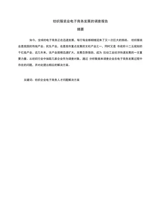 纺织服装业电子商务发展的调查报告详解