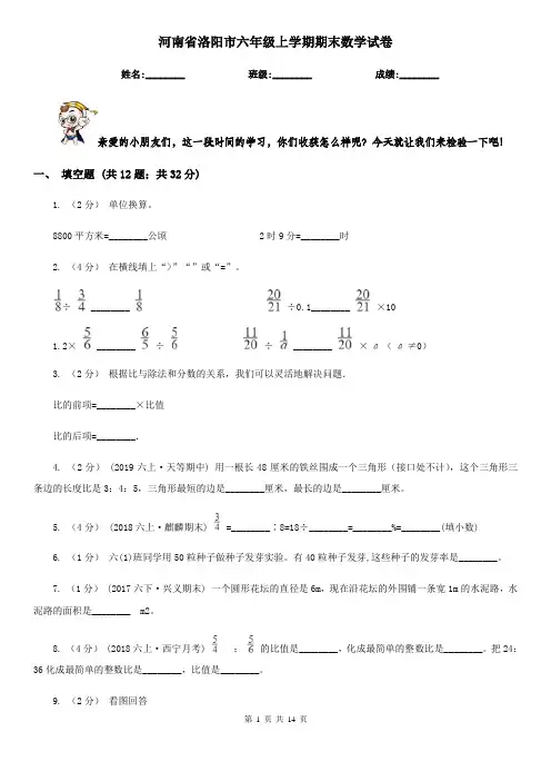 河南省洛阳市六年级上学期期末数学试卷