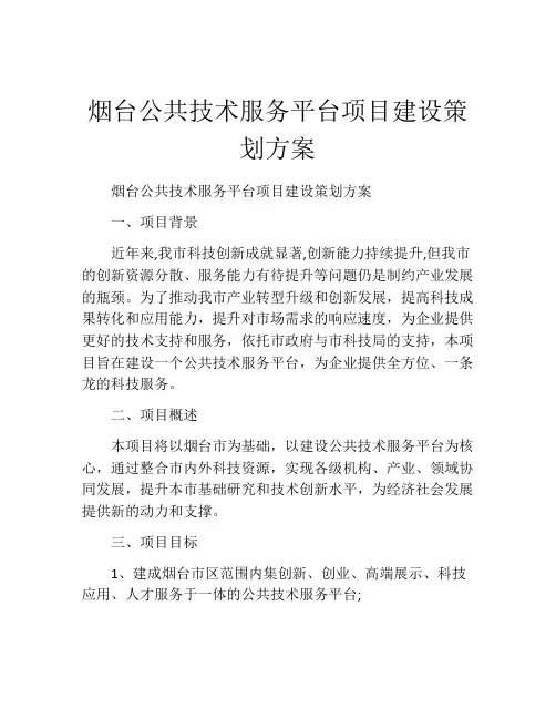 烟台公共技术服务平台项目建设策划方案