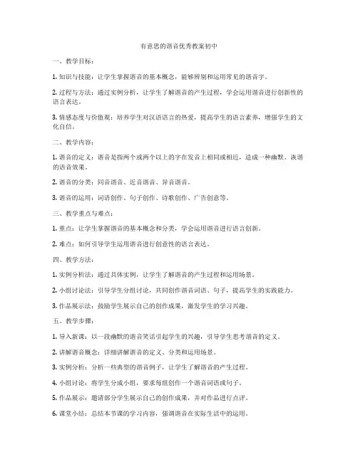 有意思的谐音优秀教案初中