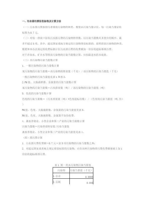 污水排污费征收标准及计算方法