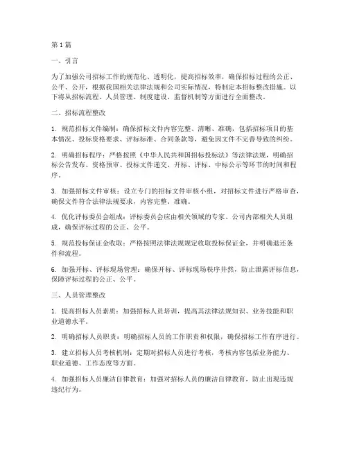 公司招标整改措施(3篇)
