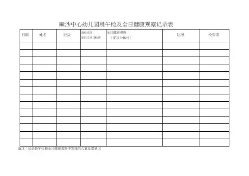晨午检及全日健康观察记录表