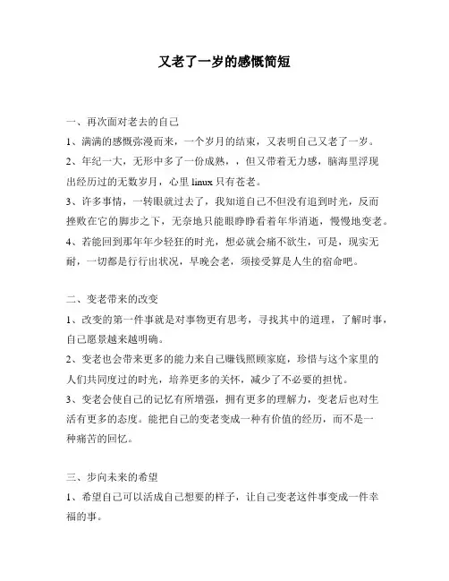 又老了一岁的感慨简短