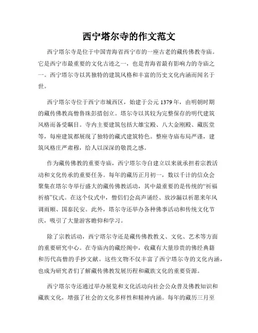 西宁塔尔寺的作文范文