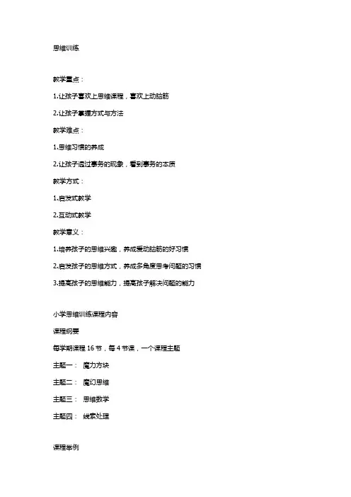 思维训练课程简述