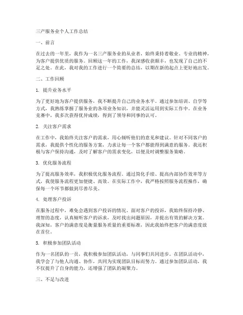 三产服务业个人工作总结