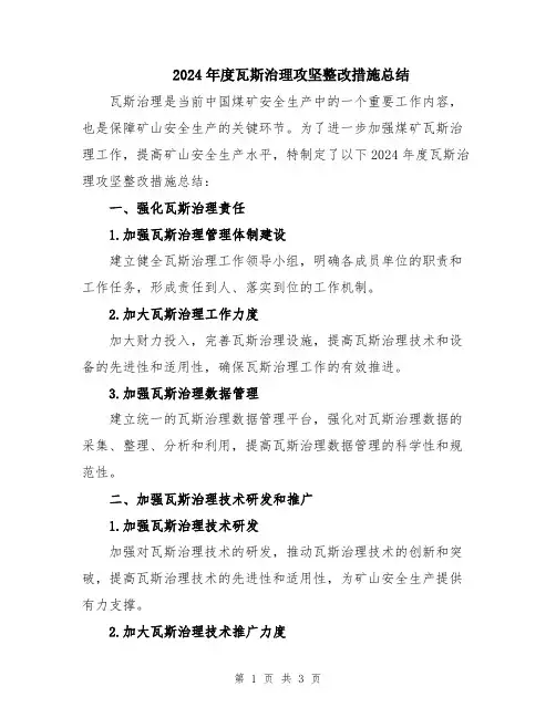 2024年度瓦斯治理攻坚整改措施总结