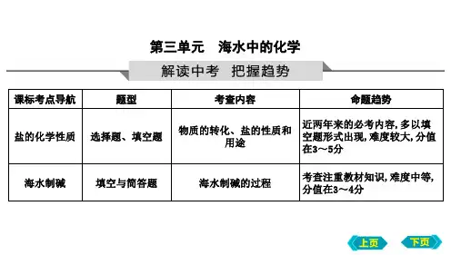 2023年中考化学鲁教版(五四学制)一轮复习第三单元 海水中的化学复习课件