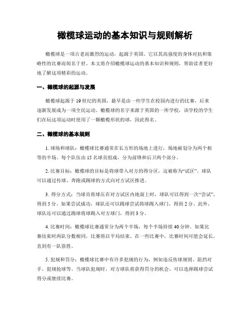橄榄球运动的基本知识与规则解析