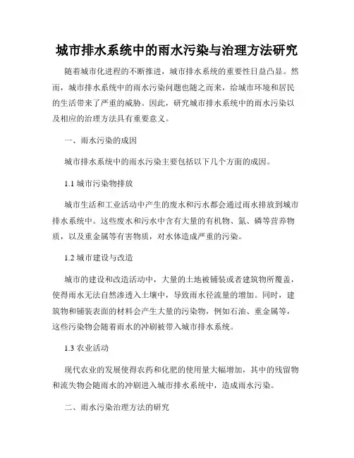 城市排水系统中的雨水污染与治理方法研究