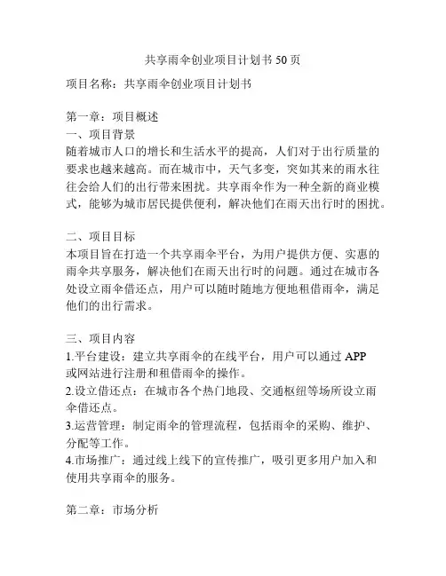 共享雨伞创业项目计划书50页
