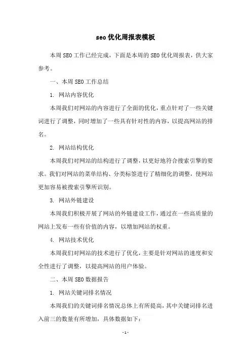 seo优化周报表模板