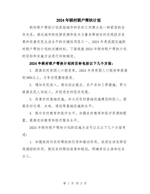 2024年联村联户帮扶计划