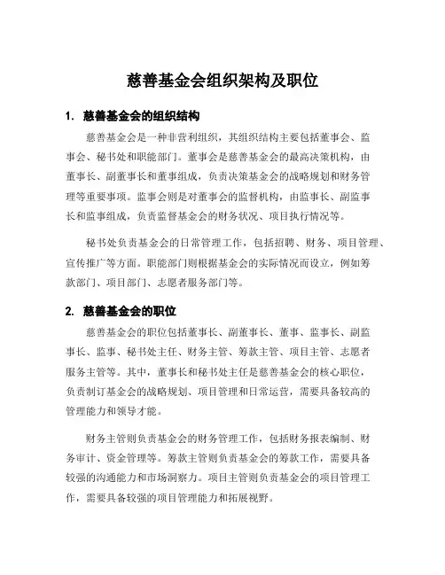 慈善基金会组织架构及职位