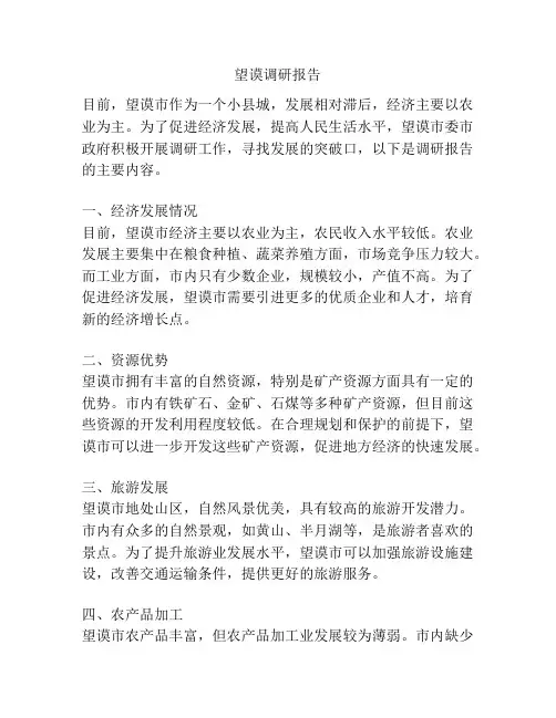望谟调研报告