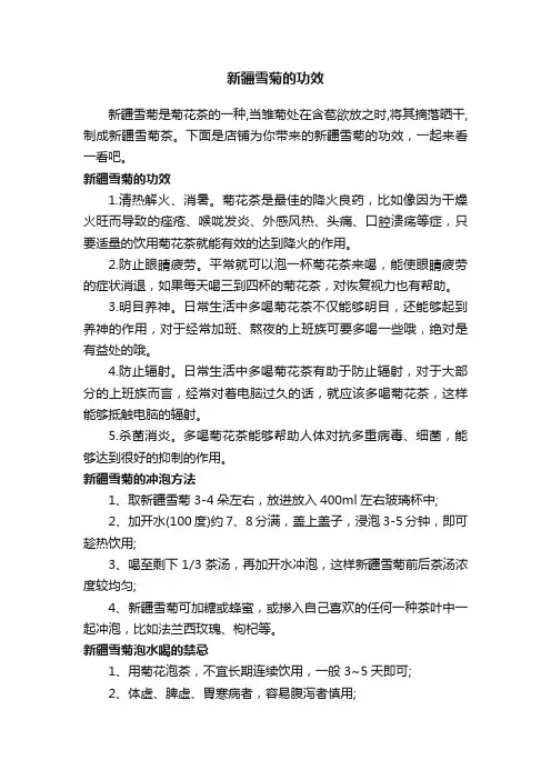 新疆雪菊的功效