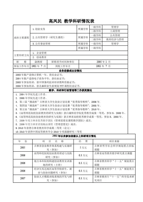 教师个人基本信息登记表