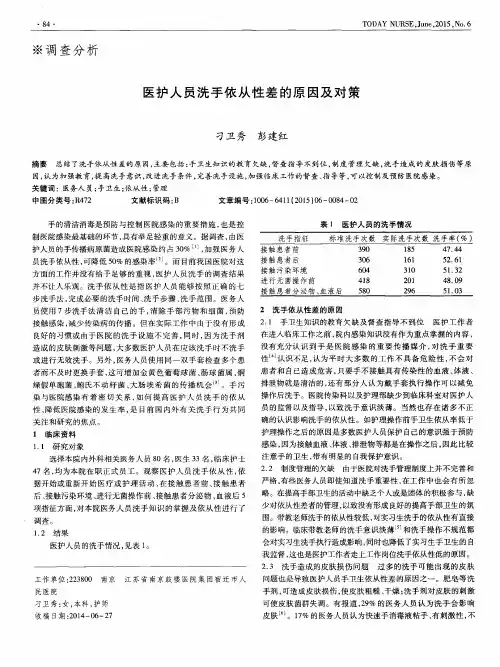 医护人员洗手依从性差的原因及对策
