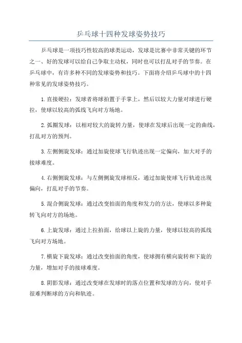 乒乓球十四种发球姿势技巧
