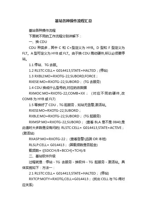 基站各种操作流程汇总