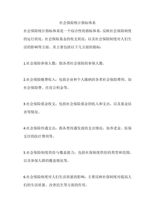 社会保险统计指标体系