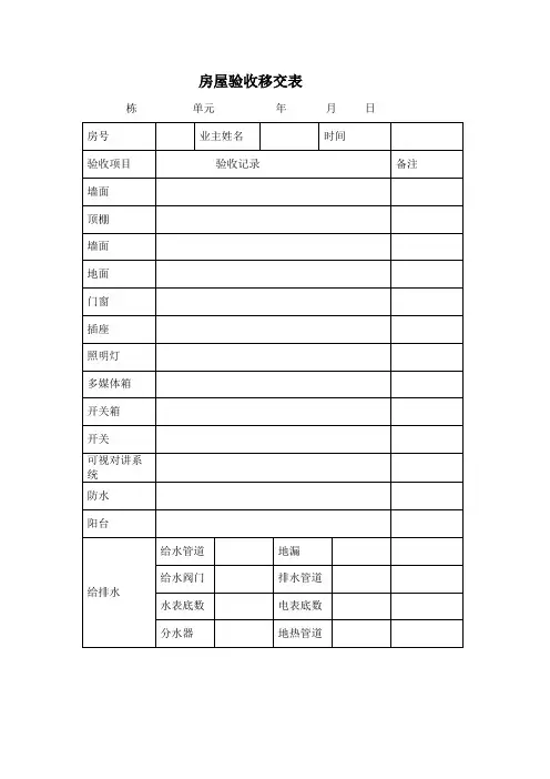 房屋验收移交表