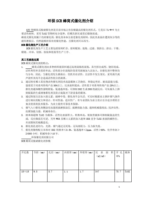 环保SCR蜂窝式催化剂介绍资料