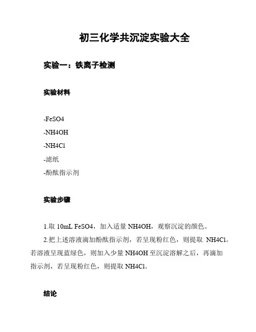 初三化学共沉淀实验大全