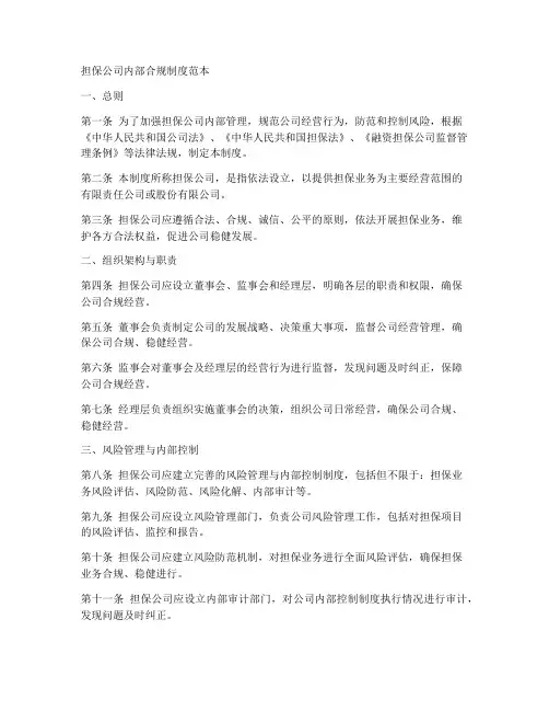 担保公司内部合规制度范本