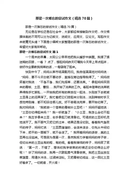 那是一次难忘的尝试作文（精选70篇）