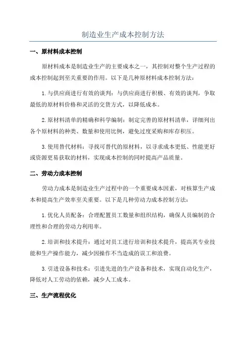 制造业生产成本控制方法