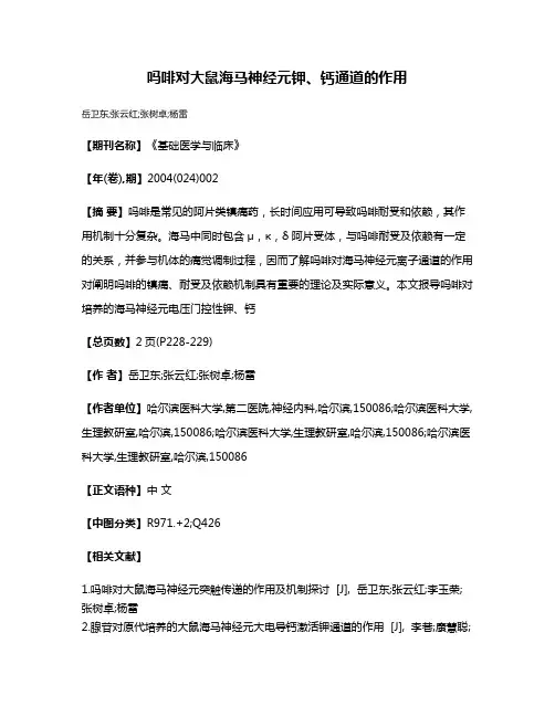吗啡对大鼠海马神经元钾、钙通道的作用