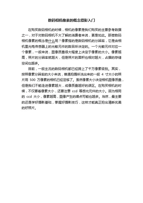 数码相机像素的概念摄影入门