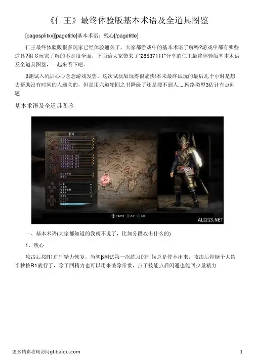 《仁王》最终体验版基本术语及全道具图鉴