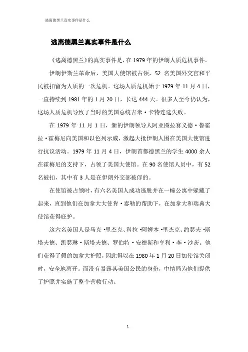 逃离德黑兰真实事件是什么