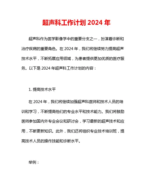 超声科工作计划2024年