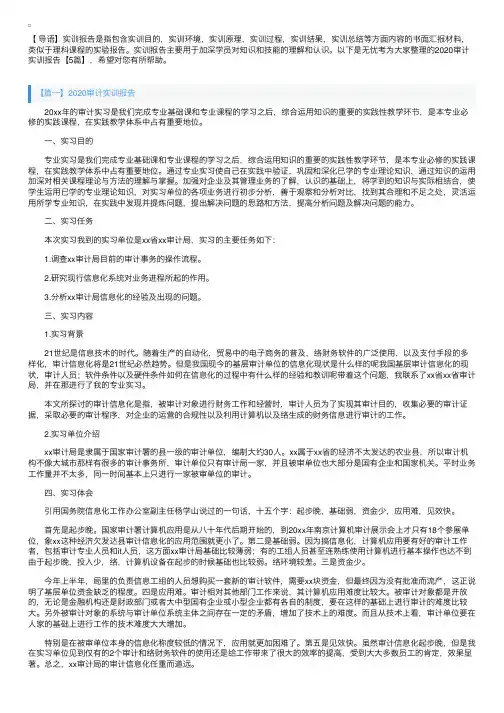 2020审计实训报告【5篇】